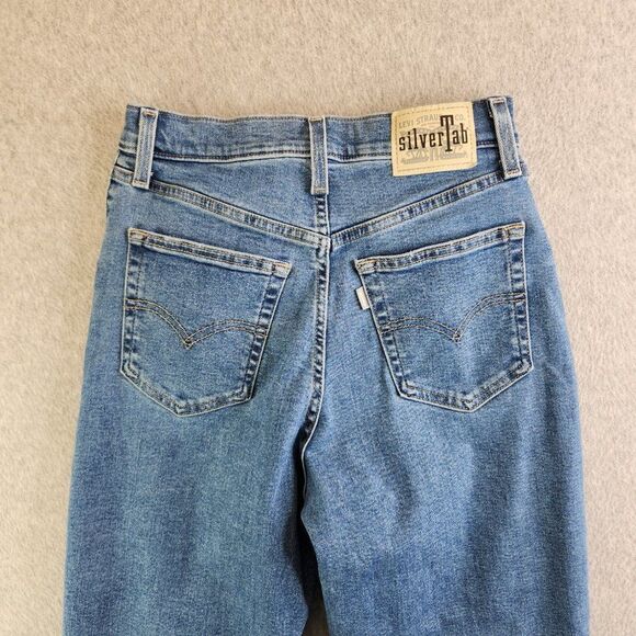 Levis Silvertab Jeans Womens 27 Blue Mom Jean Distressed Tapered High Rise VTG - Picture 5 of 16